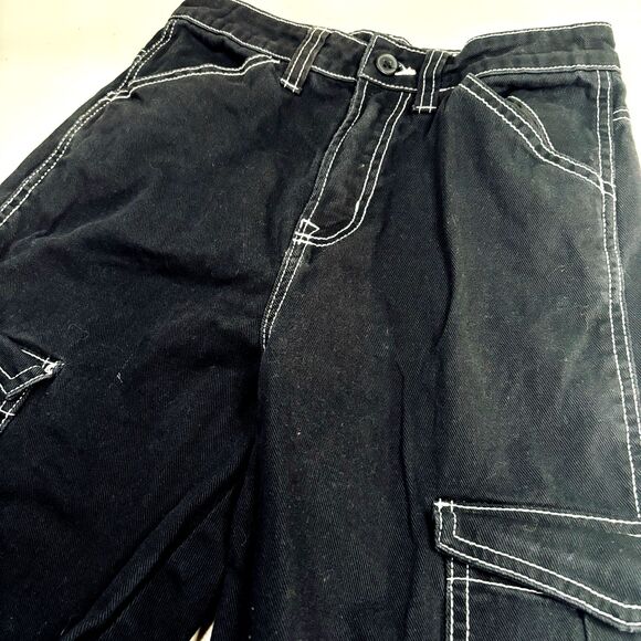 H & M Divided Jeans Women's Size 2 Black 90’s Baggy High Waist Grunge Goth - Picture 2 of 15
